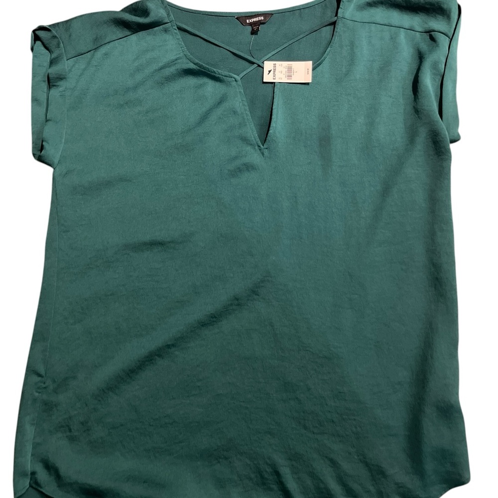 Express Women's Split V-Notch Short Sleeve Blouse